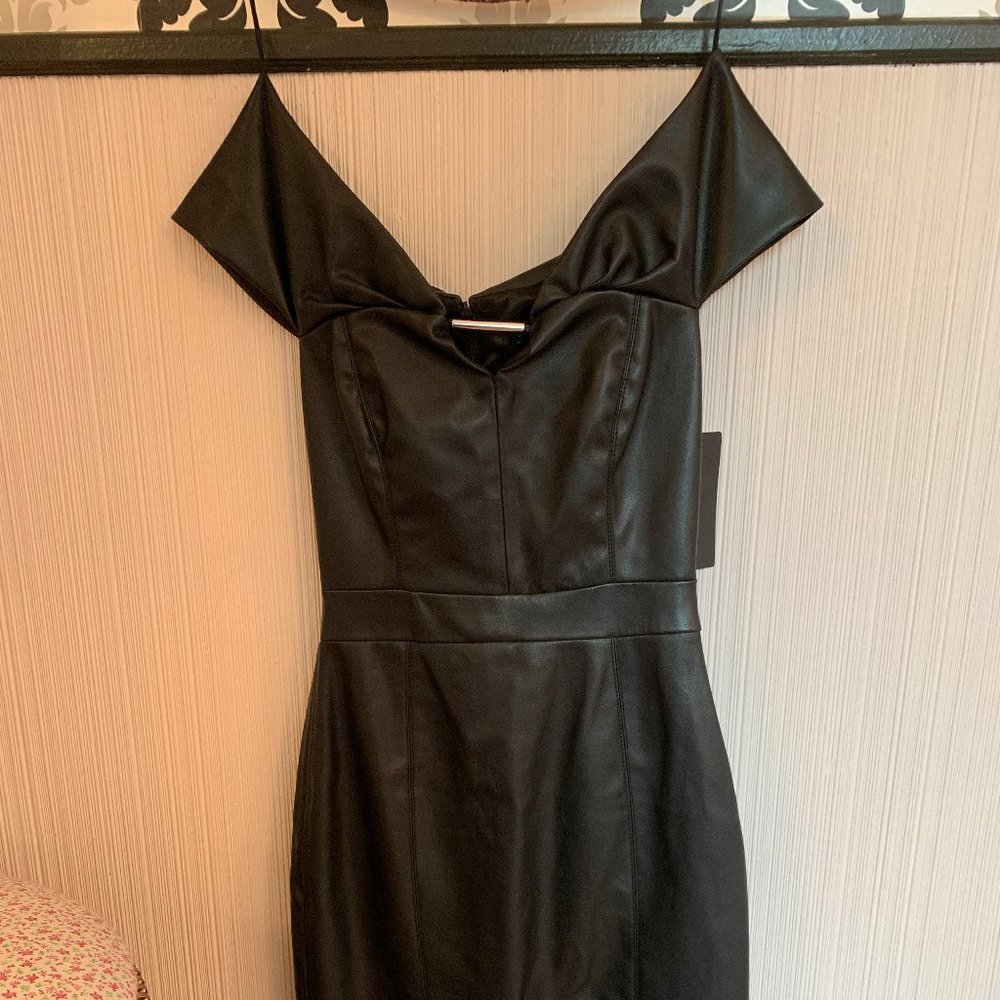 LEATHER OFF THE SHOULDER DRESS